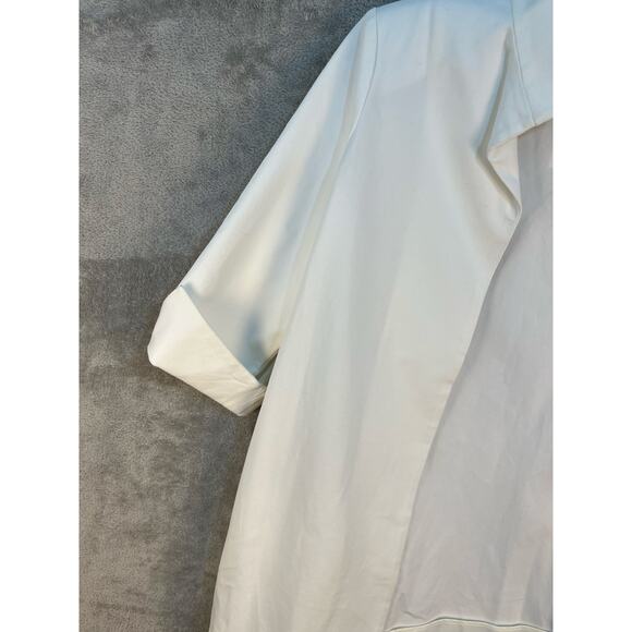 Misook Jacket Small White Open Front 3/4 Sleeve Preppy Minimalist Flaw NWT - Picture 3 of 10